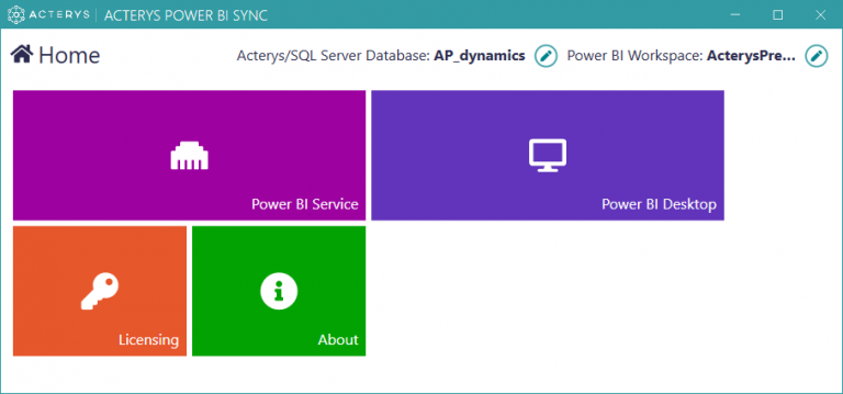 Darstellung von Acterys Power BI Sync and Update