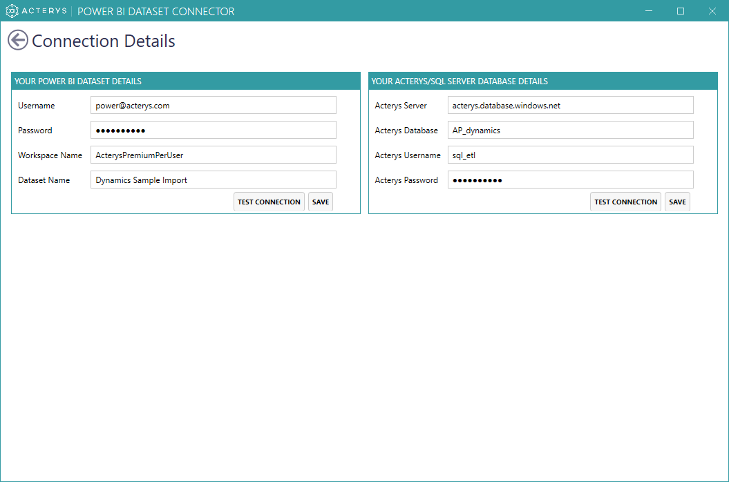 Darstellung von der Power BI Sync Configuration